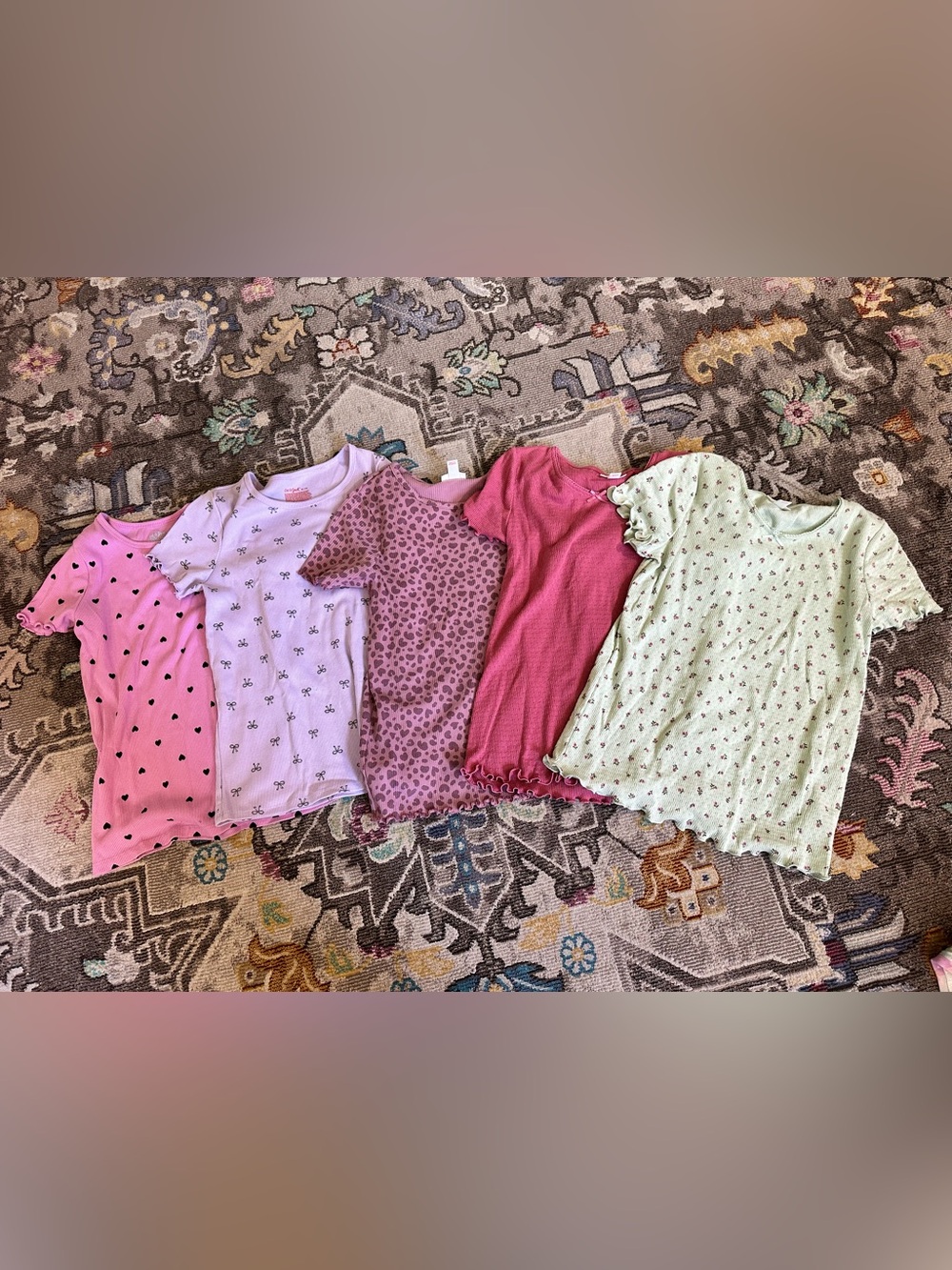 Lot of 5 Target Girls Ribbed Knit Lettuce Edge Tops Cat & Jack Art Class XL (14)